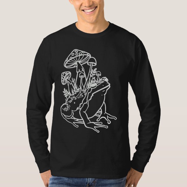 Camiseta Frog Aesthetic Fly Agaric Toadstool Foraging Mushr (Frente)