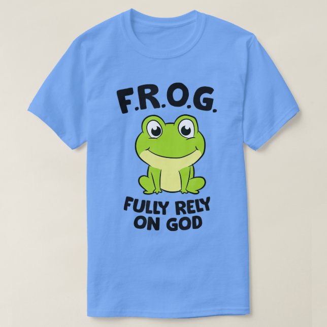 Camiseta Frog Fully Rely On God Christian Frog  (Frente do Design)