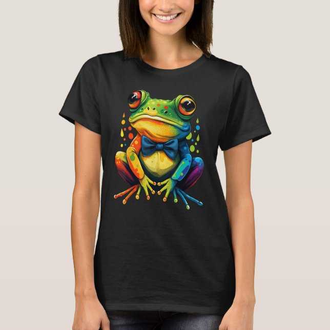 Camiseta Frog Gay Pride LGBT Rainbow Flag on Frog LGBTQ 1 (Frente)