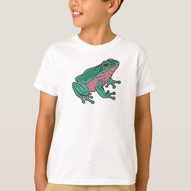 Camiseta Frog Kids T-Shirt – Cute Green Animal Tee for Boys (Frente)