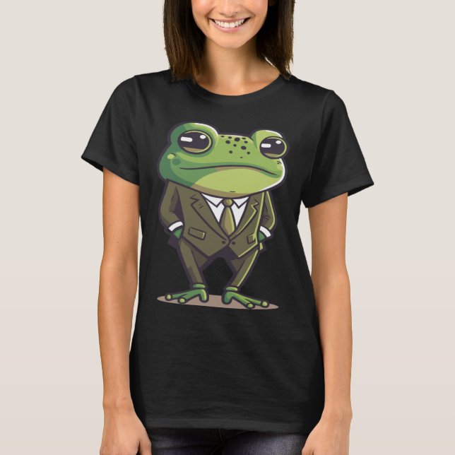 Camiseta Frog man, mr frog, frog in suit, serious frog, fun (Frente)