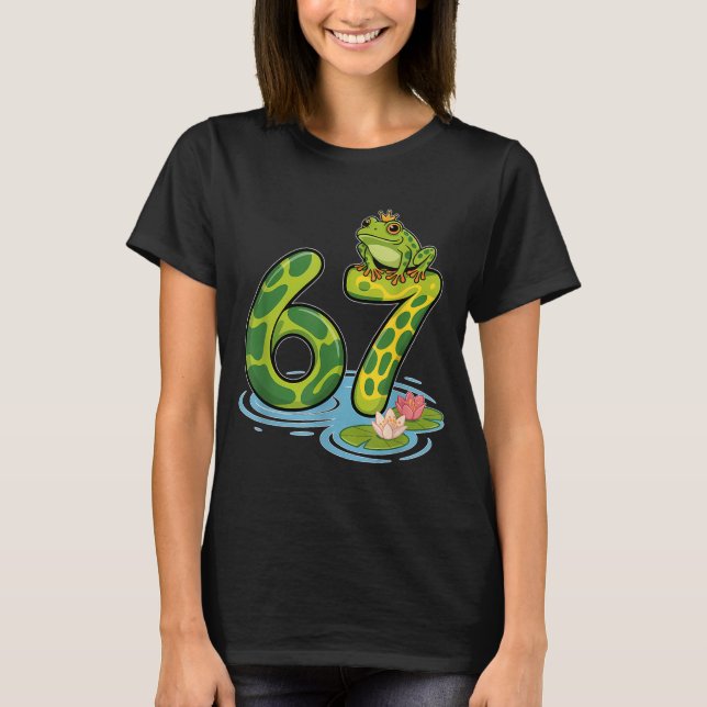 Camiseta Frog Number 67 Or 67th Birthday Cool Meme Six Seve (Frente)