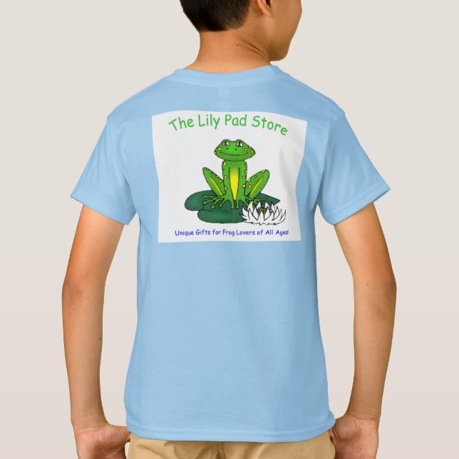 Camiseta Frog on a Lily Pad Kid's Light Blue T-Shirt (Verso)