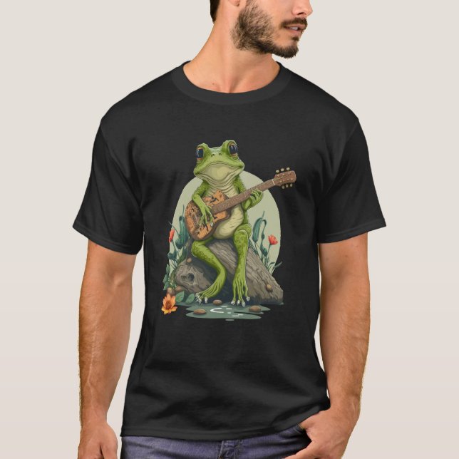 Camiseta Frog Playing Guitar   Frog Playing Banjo On Log (Frente)