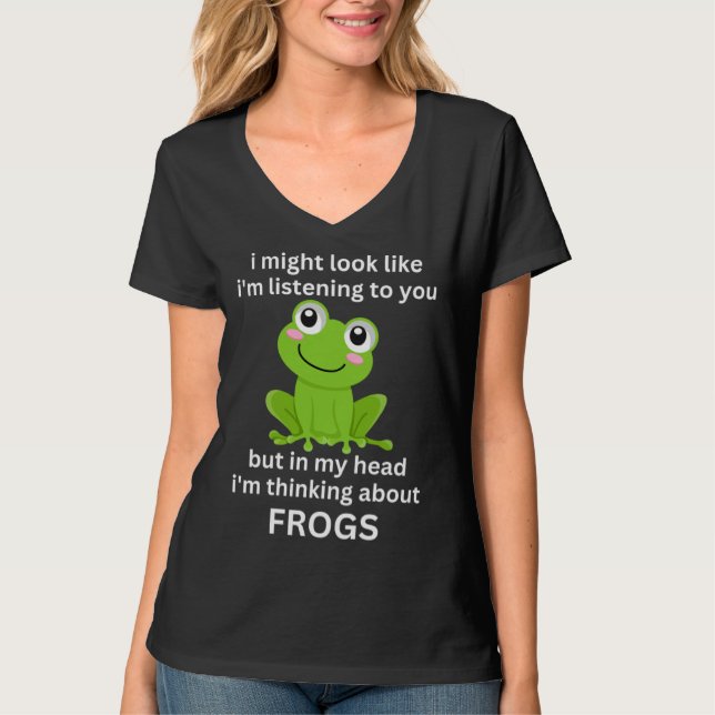 Camiseta Frog Quote I m Thinking About Frogs Cool Frog (Frente)