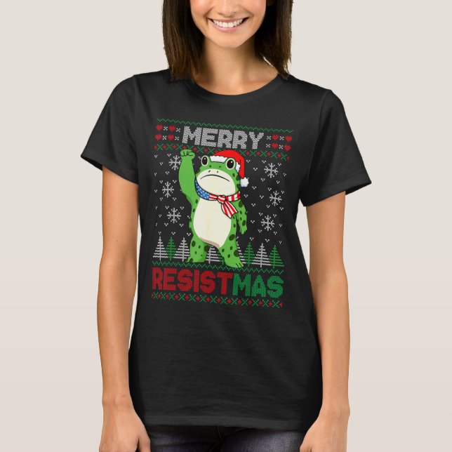 Camiseta Frog Retro Merry Resistmas Funny Litical Ugly Chri (Frente)