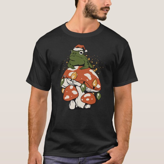Camiseta Frog Santa Hat Mushroom - Funny Christmas (Frente)