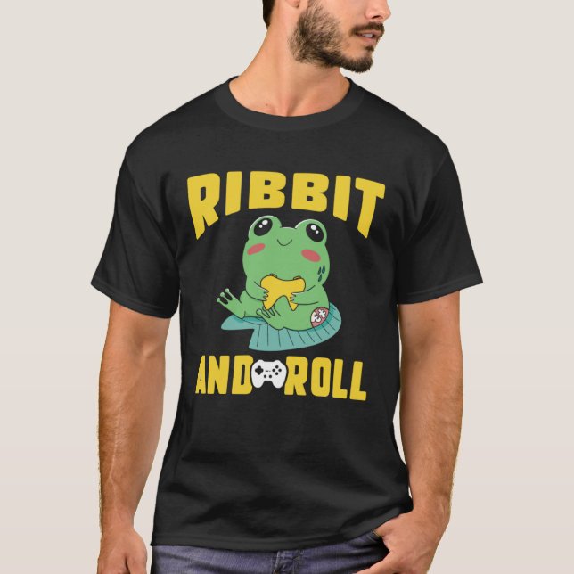 Camiseta Frog Toad  Ribbit and Roll Gamer (Frente)
