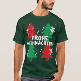Camiseta Frohe Weihnachten Árvore de Natal Verde e Vermelho