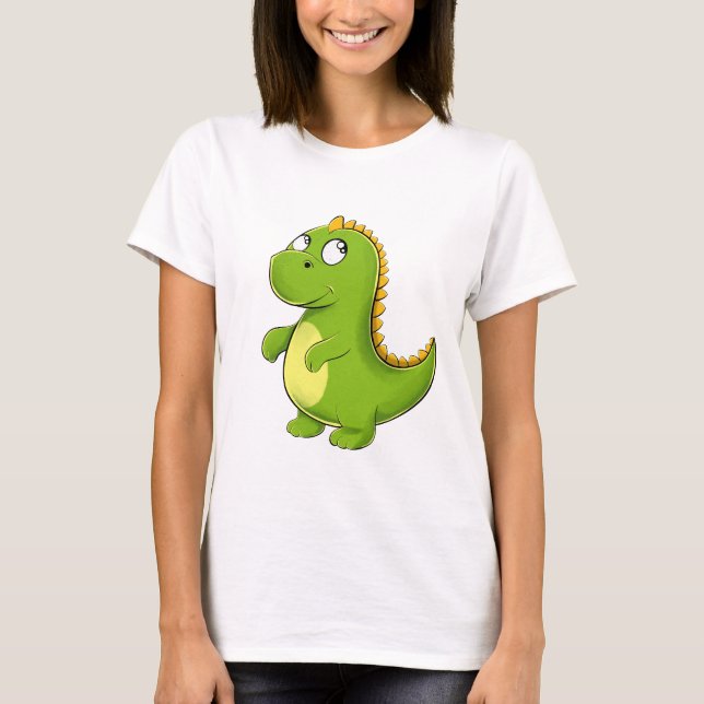 Camiseta Fröhlicher Grüner Dino (Frente)