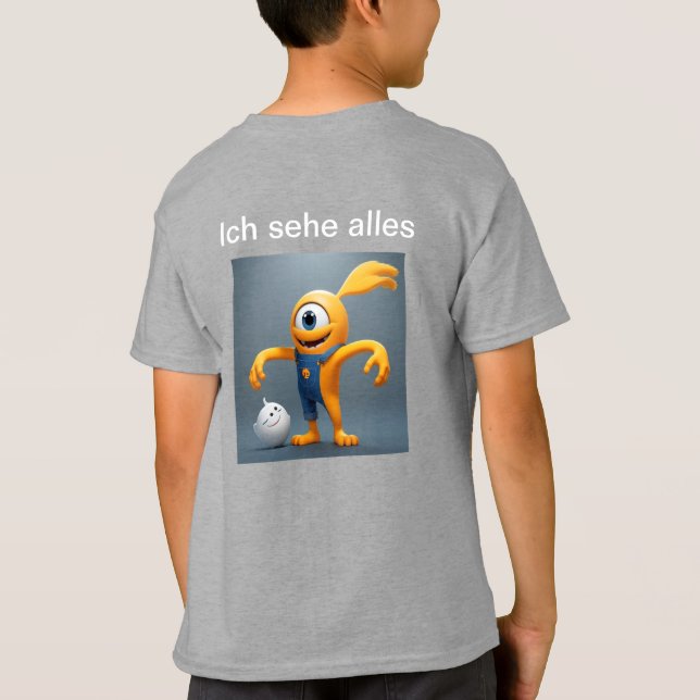 Camiseta „Fröhliches Einaugenmonster mit Geisterfreund“ (Verso)