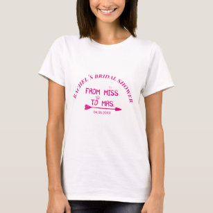 Camiseta From miss to Mrs. Pink personalisierbar