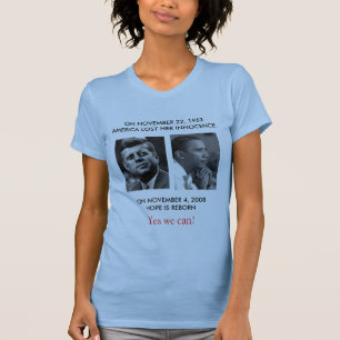 Camiseta FRONT/BACK JFK à peça JFK de OBAMA/"pedem não" 
