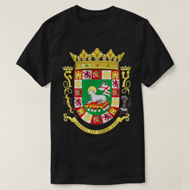 Camiseta FRONT & BACK Porto Rico Casaco de Armas (Frente do Design)