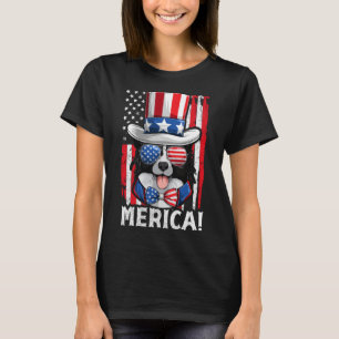 Camiseta Fronteira Collie Dog Roupa Bandeira Americana Patr