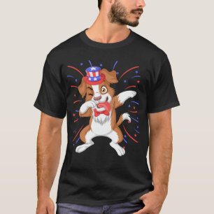 Camiseta fronteira com o Collie dabbing 4 de julho