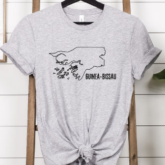 Camiseta Fronteira de Forma do Mapa do País Guiné-Bissau