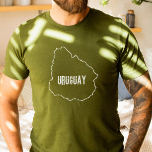 Camiseta Fronteira de Mapa do País Uruguai - Fronteira do U