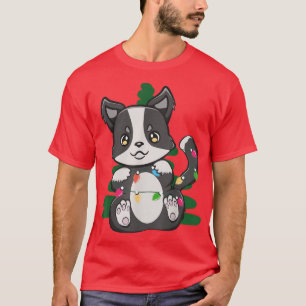 Camiseta Fronteira de Natal Collie Cute Papais noeis Kawaii