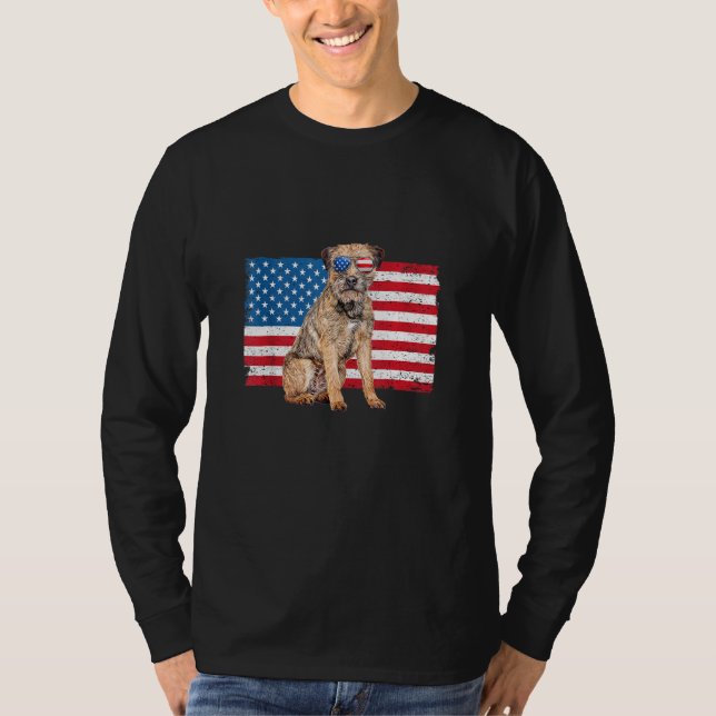 Camiseta Fronteira Pai Mãe Mãe América Bandeira 4º De J (Frente)