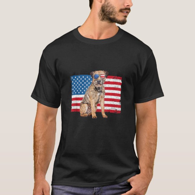 Camiseta Fronteira Pai Mãe Mãe América Bandeira 4º De J (Frente)