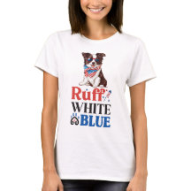 Fronteira Patriótica Collie Ruff Branco e Azul