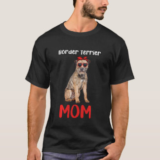 Camiseta Fronteira Terrier Mãe Cachorro Proprietária Engraç