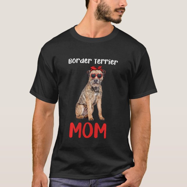Camiseta Fronteira Terrier Mãe Cachorro Proprietária Engraç (Frente)