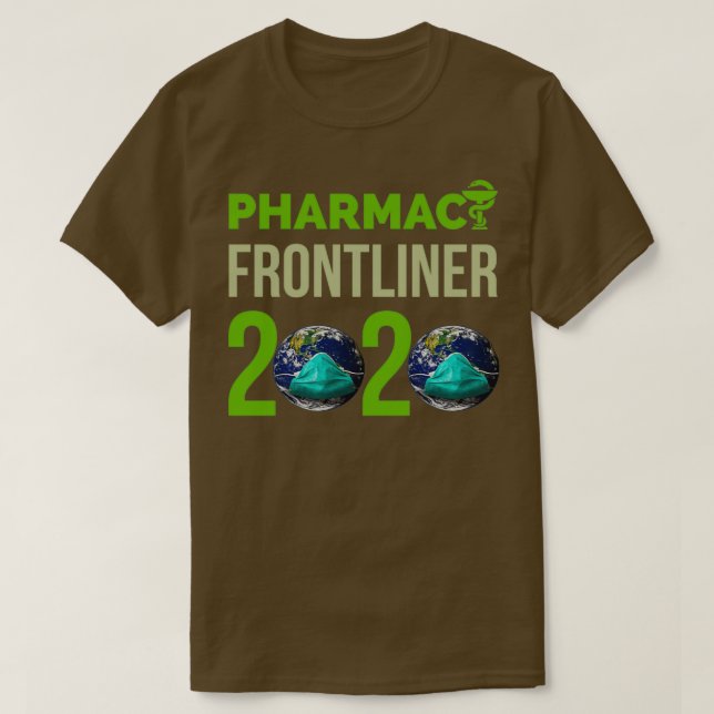 Camiseta frontliner de farmácia 2020 com máscara (Frente do Design)