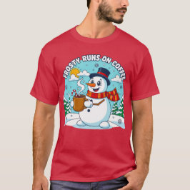 Camiseta Frosty corre no café Engraçado Design de Natal