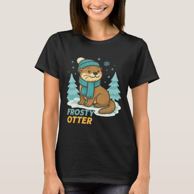 Camiseta Frosty Otter Winter Charm Art Long Sleeve  (Frente)