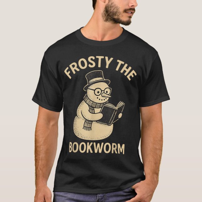 Camiseta Frosty The Bookworm Snowman Reading  (Frente)