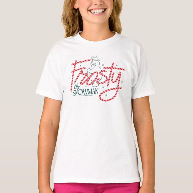 Camiseta Frosty the Snowman Candy Cane Logo (Frente)
