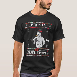 Camiseta Frosty The Swoleman Ugly Christmas Sweater Funny S
