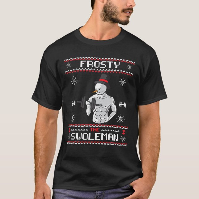 Camiseta Frosty The Swoleman Ugly Christmas Sweater Funny S (Frente)