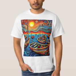 Camiseta Frota de pesca ao pôr do sol