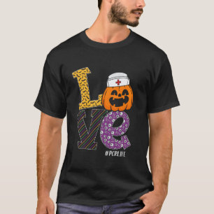 Camiseta Frouxa de Enfermagem do Dia das Bruxas Abóbora Rou
