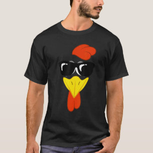 Camiseta Frouxa Fantasia de Rosto de Galinha de Halloween