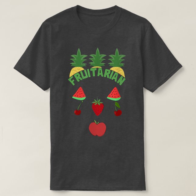 Camiseta Fruitarian Fruits Vegan Face Diet Funny  (Frente do Design)