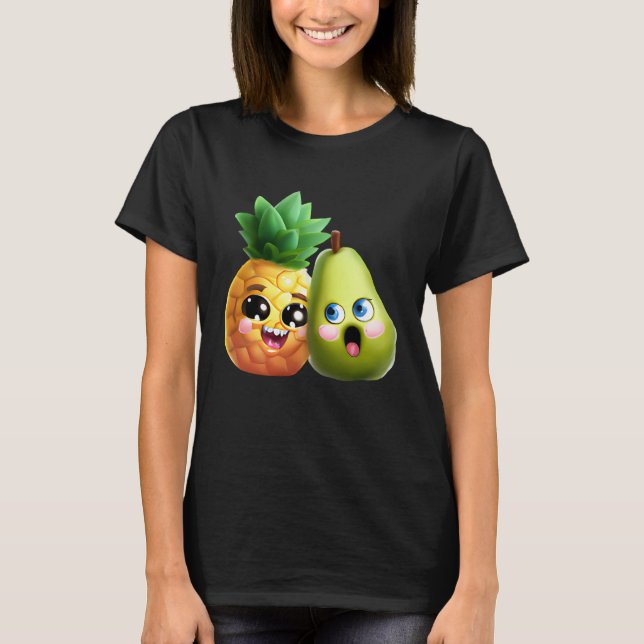 Camiseta Fruity Love  Pear and Pineapple in Love (Frente)