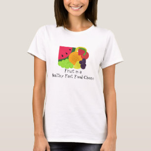 Camiseta Fruta a Comida rápida e saudável