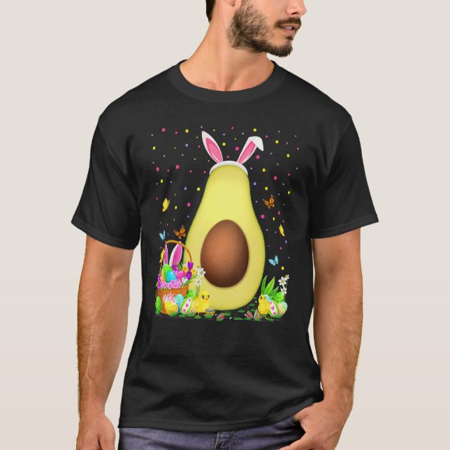 Camiseta Fruta Avocado, Caça de Ovos Bunny Avocado, Páscoa (Frente)