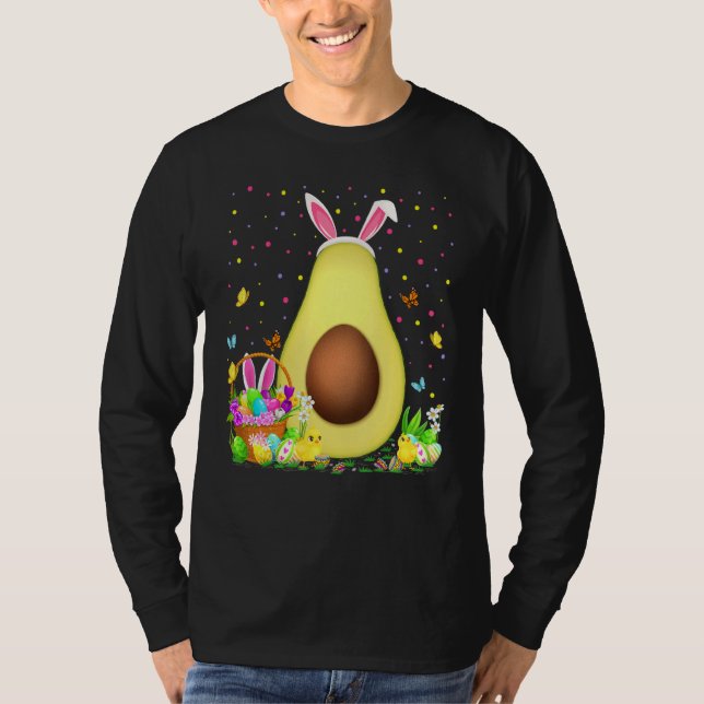 Camiseta Fruta Avocado, Caça de Ovos Bunny Avocado, Páscoa (Frente)