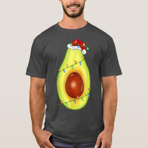Camiseta Fruta Avocado Lover Xmas Santa Hat Avocado Natal