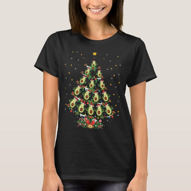 Camiseta Fruta Avocado Lover Xmas Santa Hat Avocado Natal (Frente)