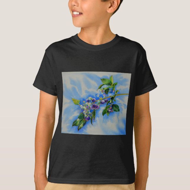 Camiseta Fruta azul de pintura de aquarela elegante (Frente)