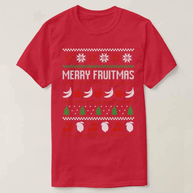 Camiseta Fruta Bana Apple Bird Fresco de Natal Feio (Frente do Design)