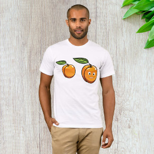 Camiseta Fruta Damasco Feliz com Rosto Sorridente de Folha