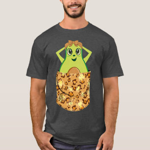 Camiseta Fruta de abacate no bolso de impressão leopardo co