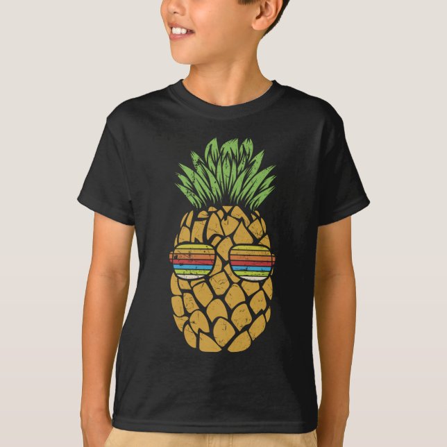Camiseta Fruta De Abacaxi Com Óculos De Sol, Feira De Verão (Frente)
